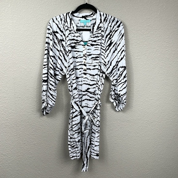 NWT Melissa Odabash Amy Tiger Print Dress Long Sleeve Cover Up Shirt Sz XS - Picture 4 of 14